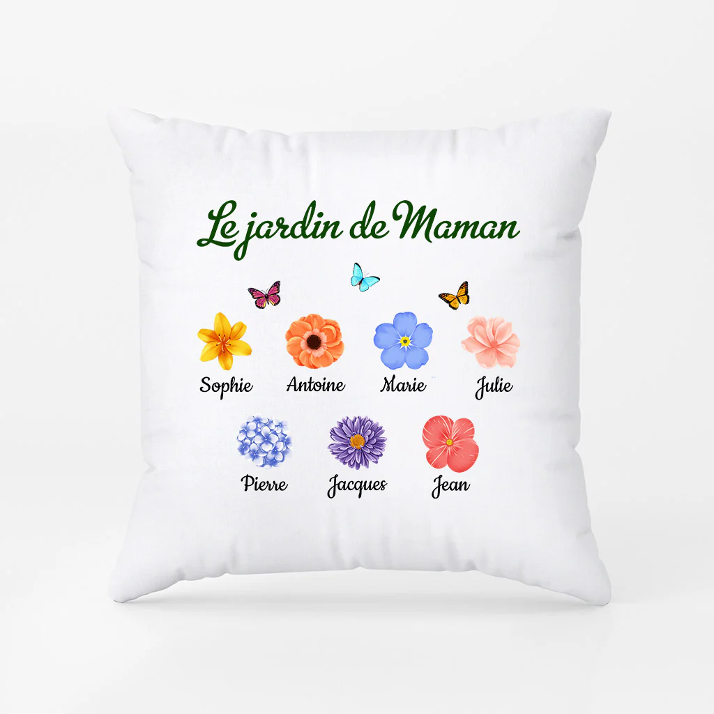 Coussin Personnalisé Maman - Le Jardin de Papillons de Maman