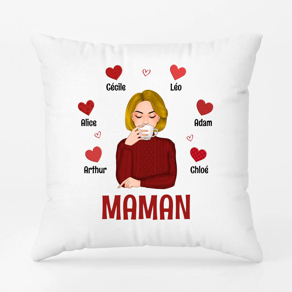 Coussin Personnalisé Mamie - Mamie/Maman Petits Cœurs - Image 2