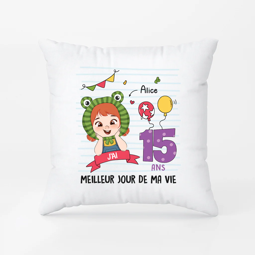 Coussin Personnalisé Anniversaire Enfant - Meilleur Jour De Ma Vie