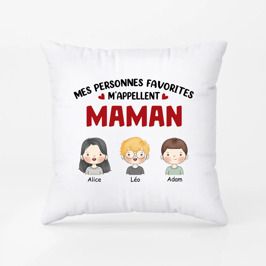 Coussin Mes Personnes Favorites Couleur Pastel Personnalisé - Image 2