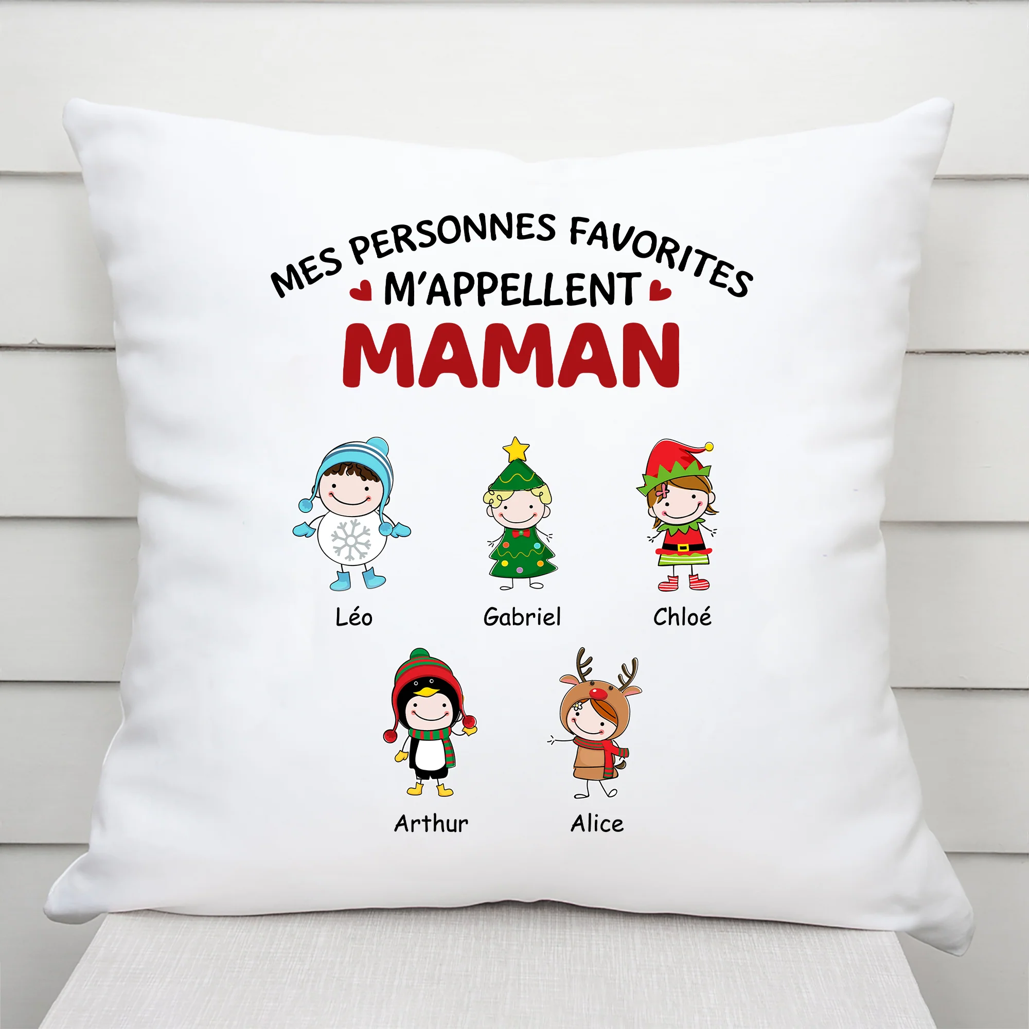 Coussin Personnalisé pour Maman- Mes Personnes Favorites M'Appellent Maman/Papi
