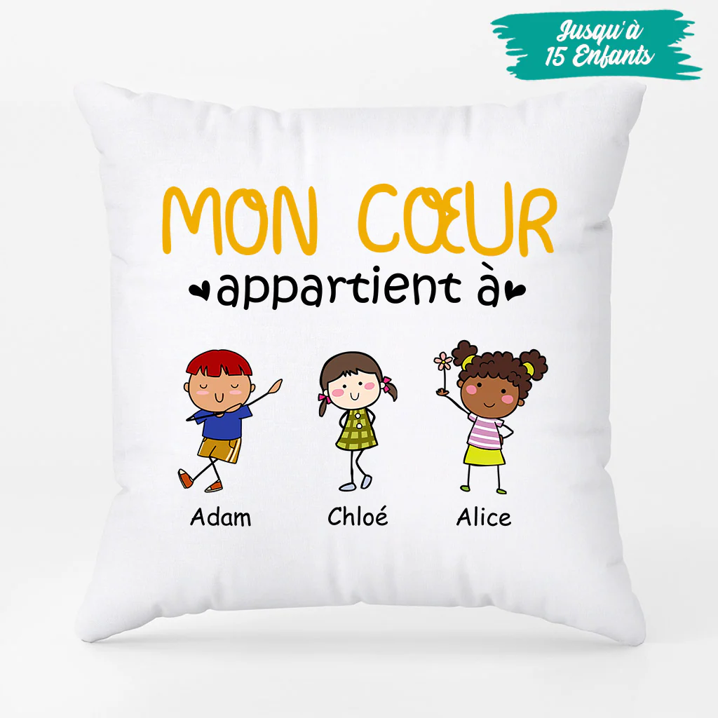 Coussin Mon Cœur Appartient À Personnalisé - Image 2