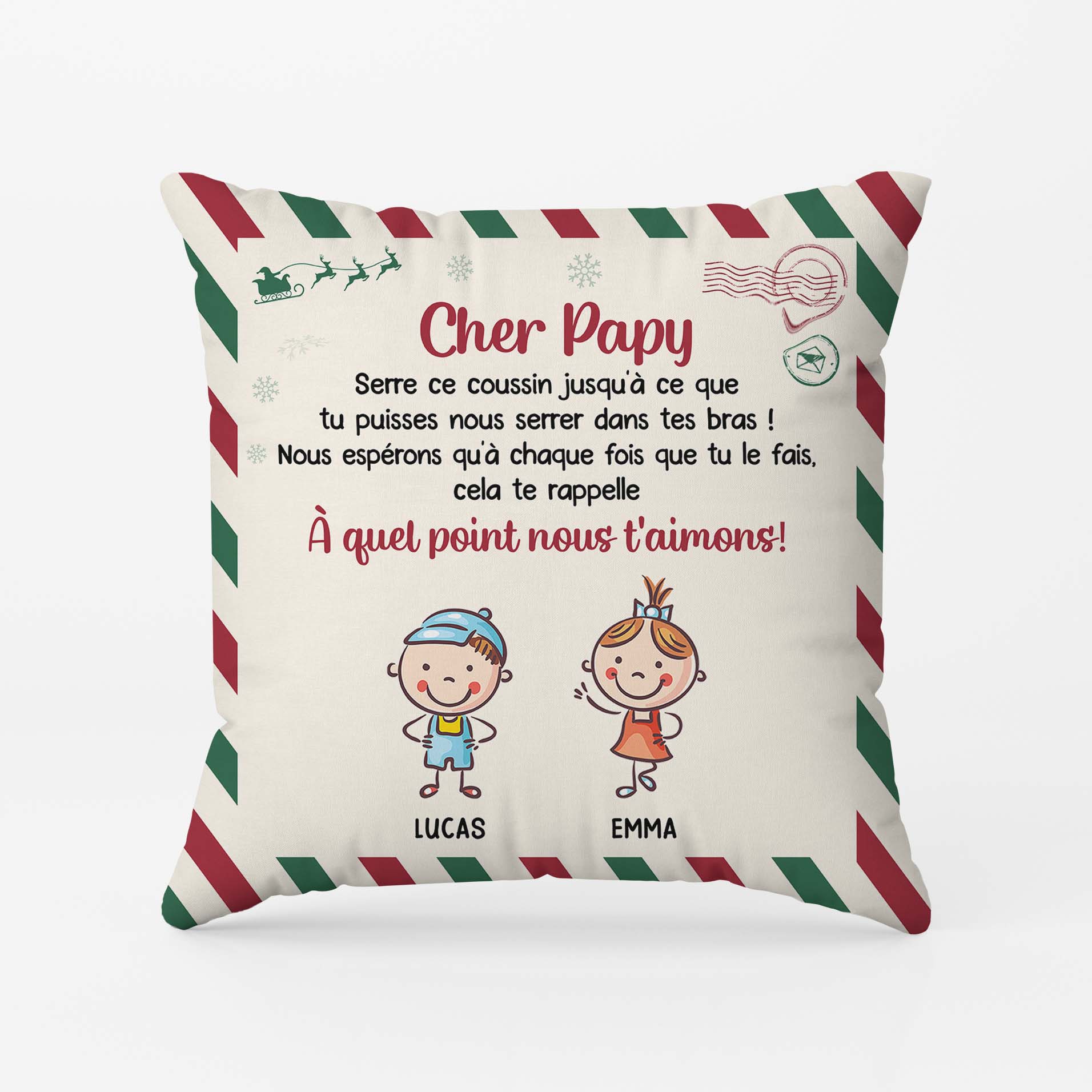 Coussin Noël Personnalisé Pour Mamie Et Papy - Serre Ce Coussin - Image 2