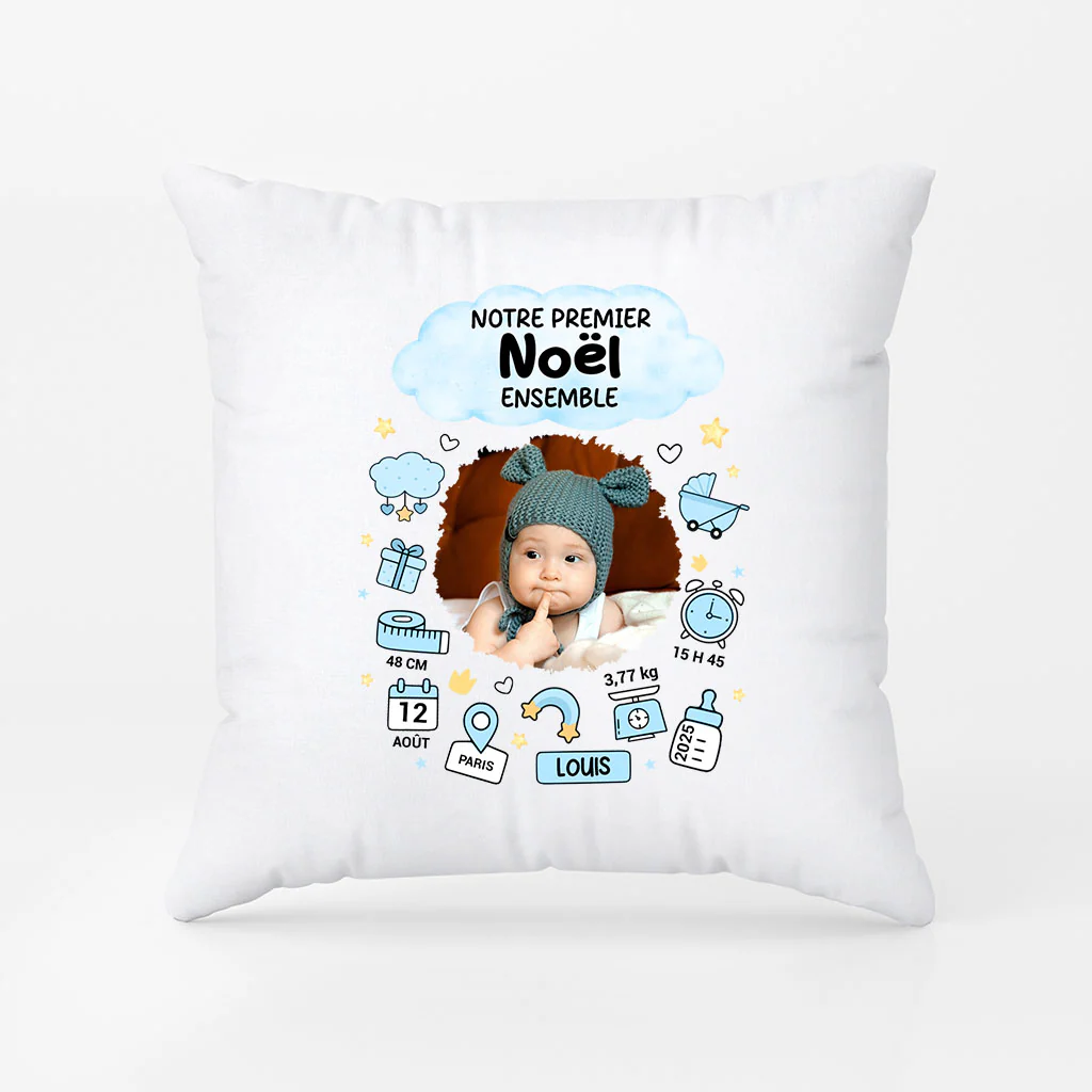 Coussin personnalisé photo – Notre premier Noël ensemble - Image 2