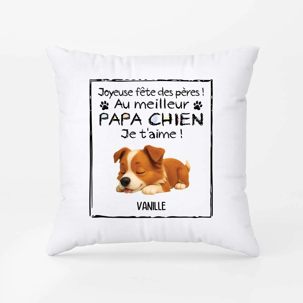 Cadeau Personnalisé Fête des Pères - Coussin Personnalisé Chien - Joyeuse Fête Des Pères