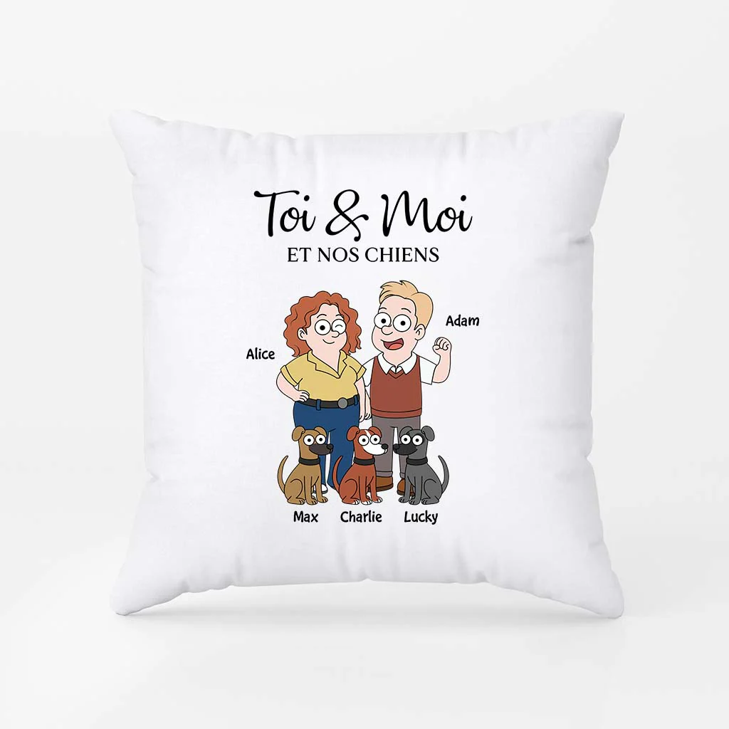 Coussin Personnalisé Couple - Toi Moi Et Le Chien