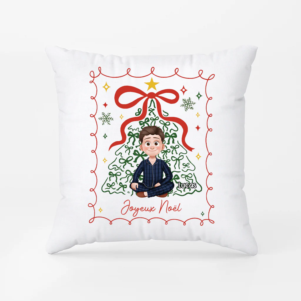Coussin Personnalisé De Noël Femme/Homme - Joyeux Et Lumineux - Image 2