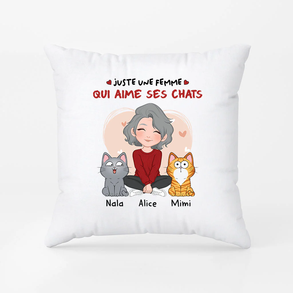 Coussin Personnalisé Chat - Juste une Fille Qui Aime Ses Chats - Image 2