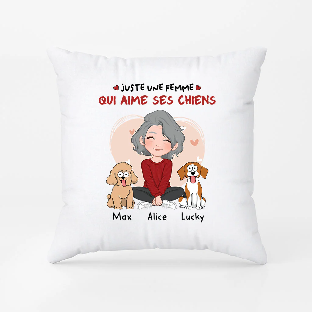 Coussin Personnalisé - Juste Une Fille Qui Aime Ses Chiens - Image 2