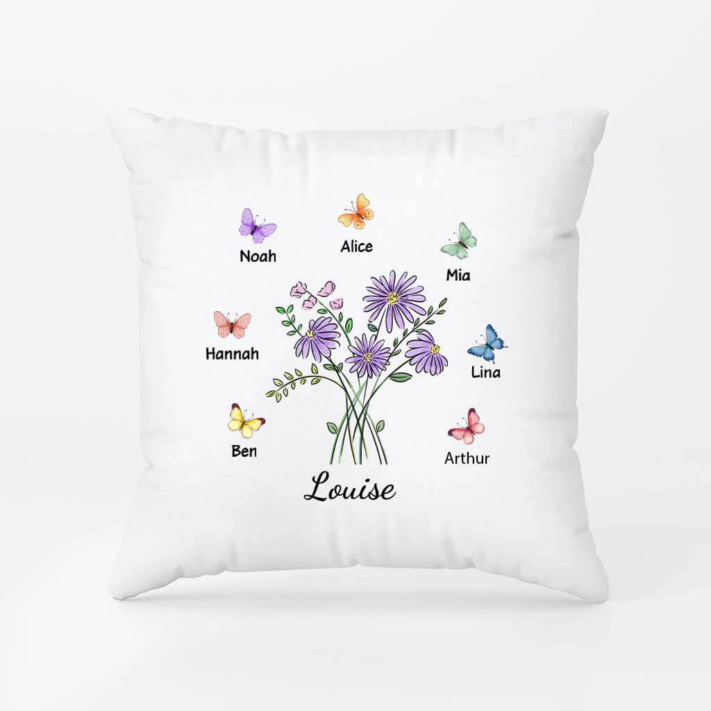 Coussin Personnalisé Mamie - Fleurs Et Papillons - Image 2