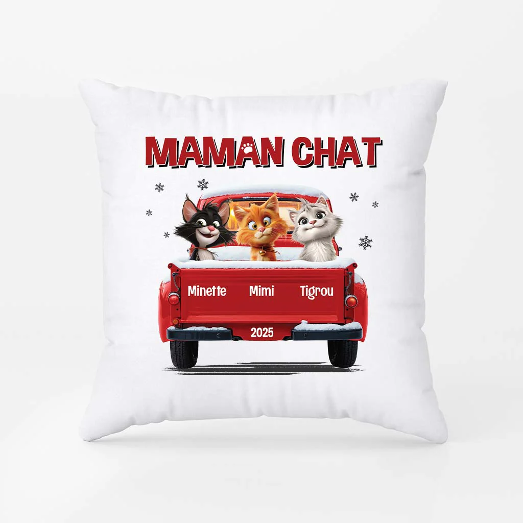 Coussin Personnalisé - Papa Chat Avec Voiture - Image 2