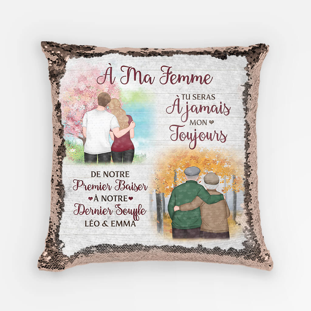 Coussin Sequin Tu Seras À Jamais Mon Toujours Personnalisé