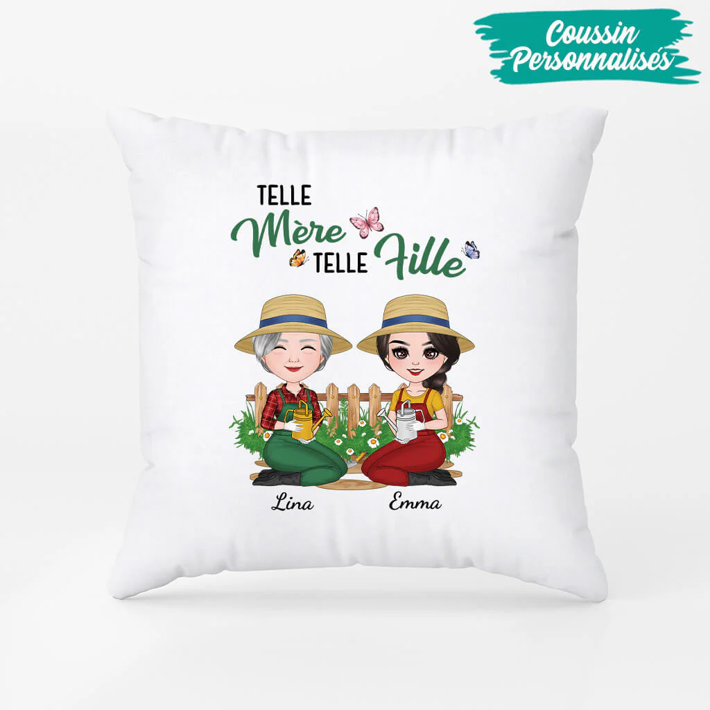 Coussin Personnalisé Maman - Telle Mère Telle Fille Version Jardinage - Image 2