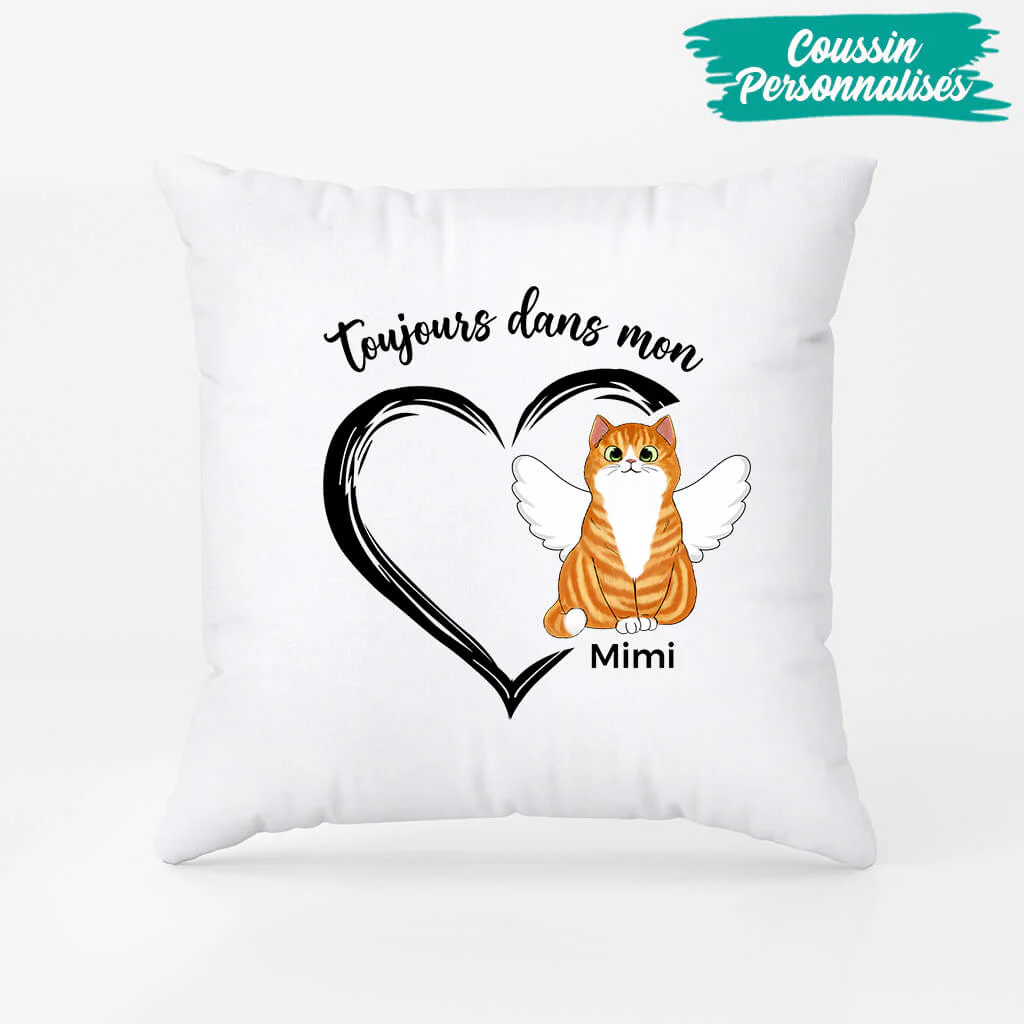 Coussin Toujours Dans Mon Cœur Chat Personnalisé - Image 2