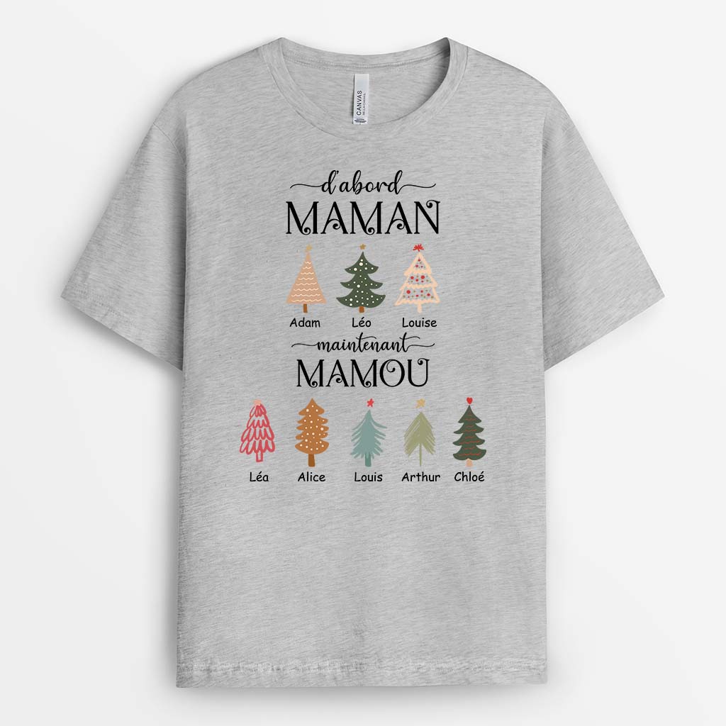 T-shirt Femme Personnalisé Noël - D'Abord Maman Maintenant Mamie - Image 2