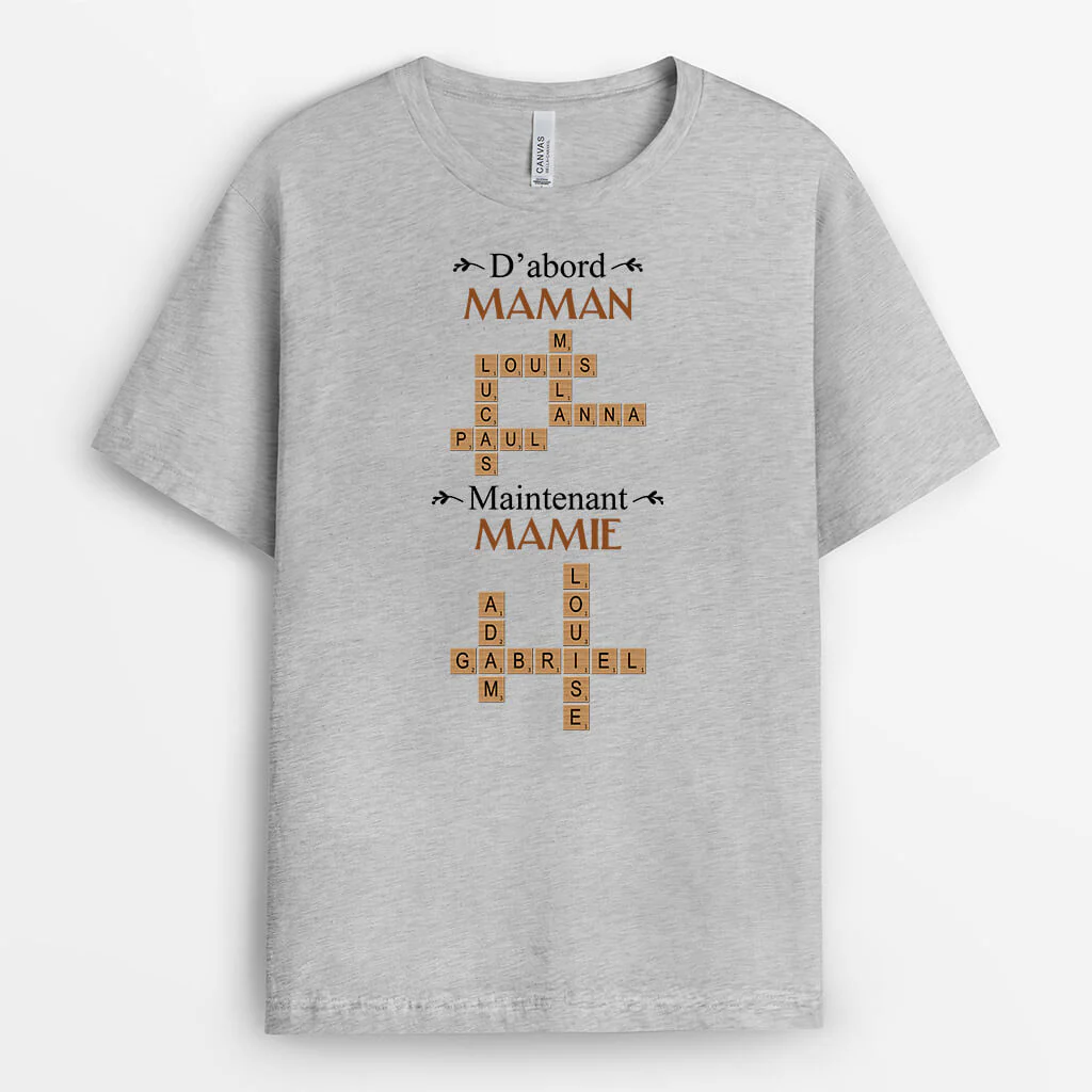 T shirt Personnalisé Papi - D'abord Papa Maintenant Papy Avec Mots Croisés - Image 2