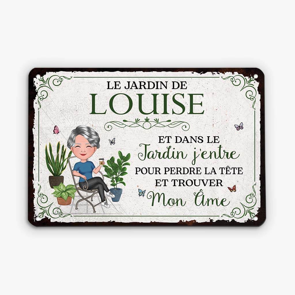 Plaque Métal Personnalisée Jardin Pour Mamie - Ici J’entre Avec Le Cœur