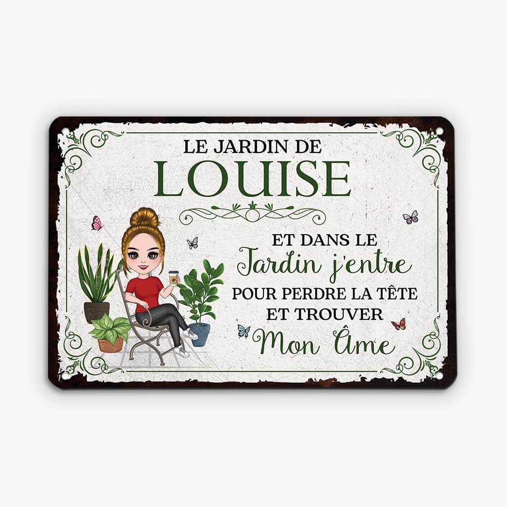 Plaque Métal Personnalisée Jardin Pour Mamie - Ici J’entre Avec Le Cœur - Image 2