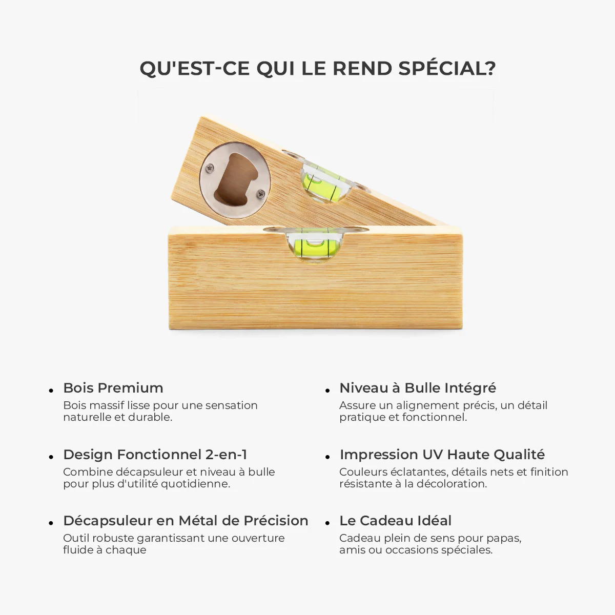 Décapsuleur Bois Personnalisé Avec Niveau À Bulle - Cadeau Pour Propriétaire De Chat - Image 5
