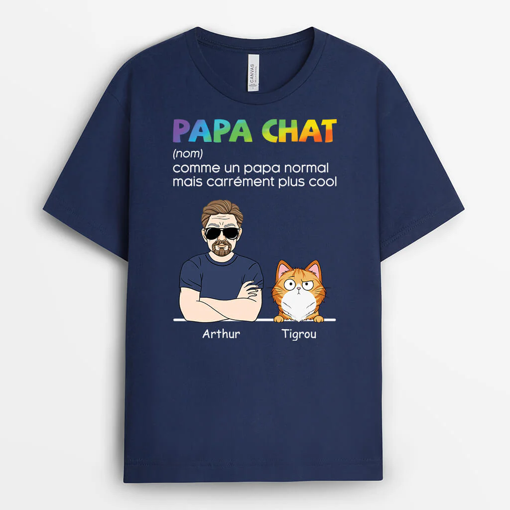 Définition De Papa Chat Plus Cool - T Shirt Personnalisé Chat - Image 2