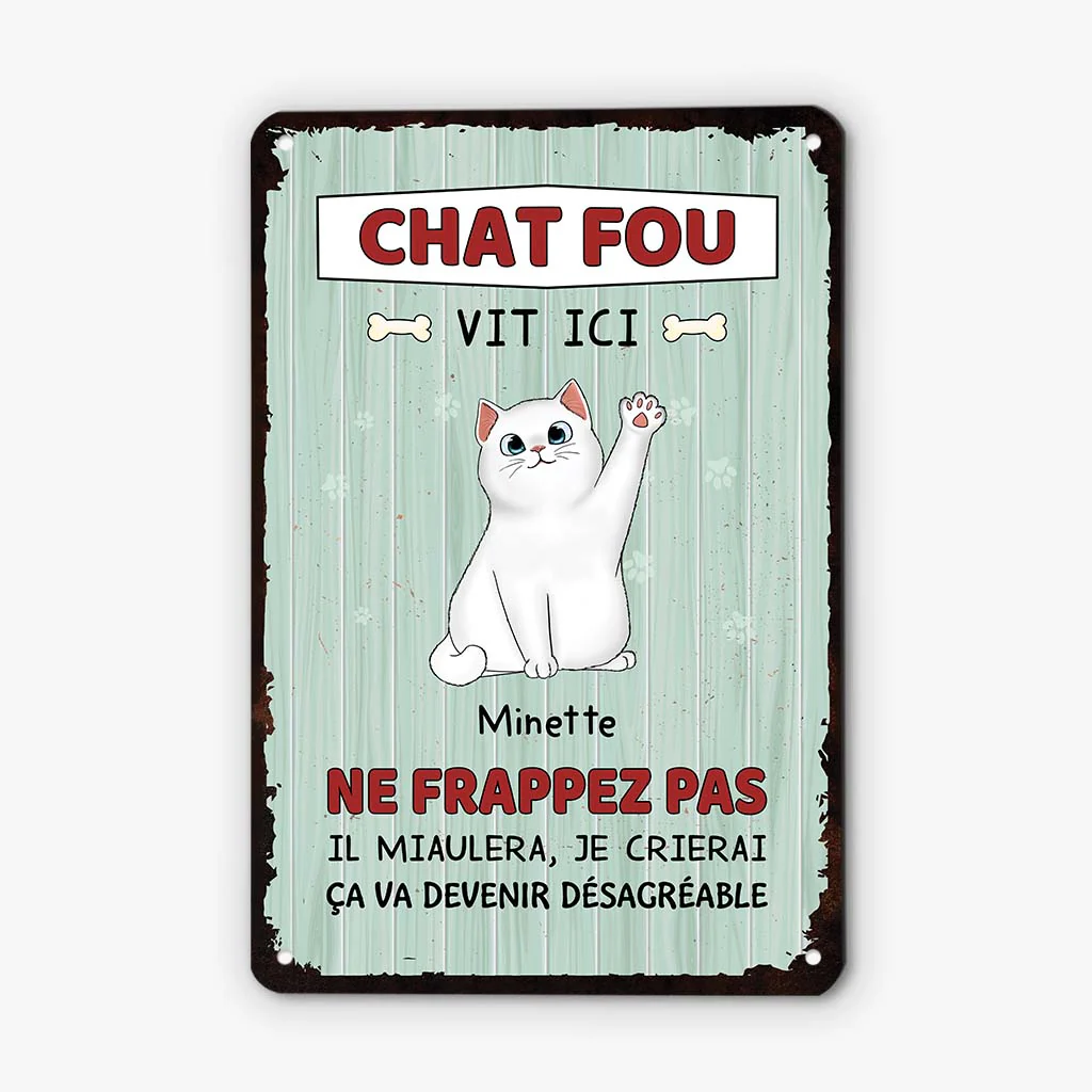 Plaque personnalisée chat – Des chats fous vivent ici - Image 2