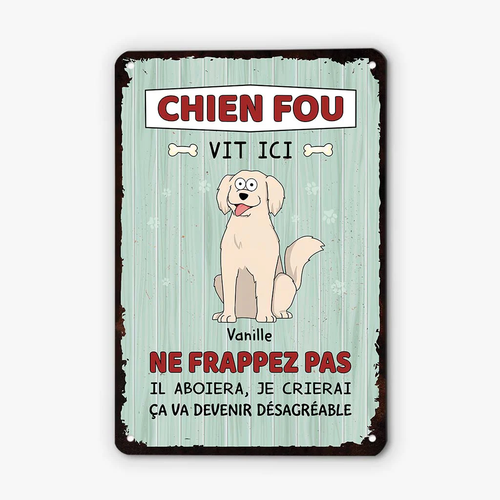 Plaque chien personnalisable – Des chiens fous vivent ici - Image 3