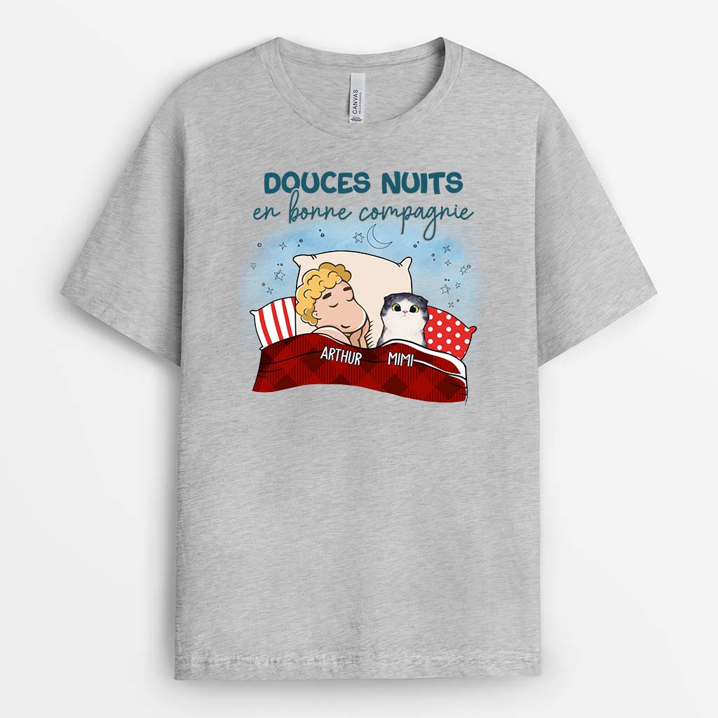 Tee Shirt Personnalisé Avec Chat - Douces Nuits En Bonne Compagnie - Image 2