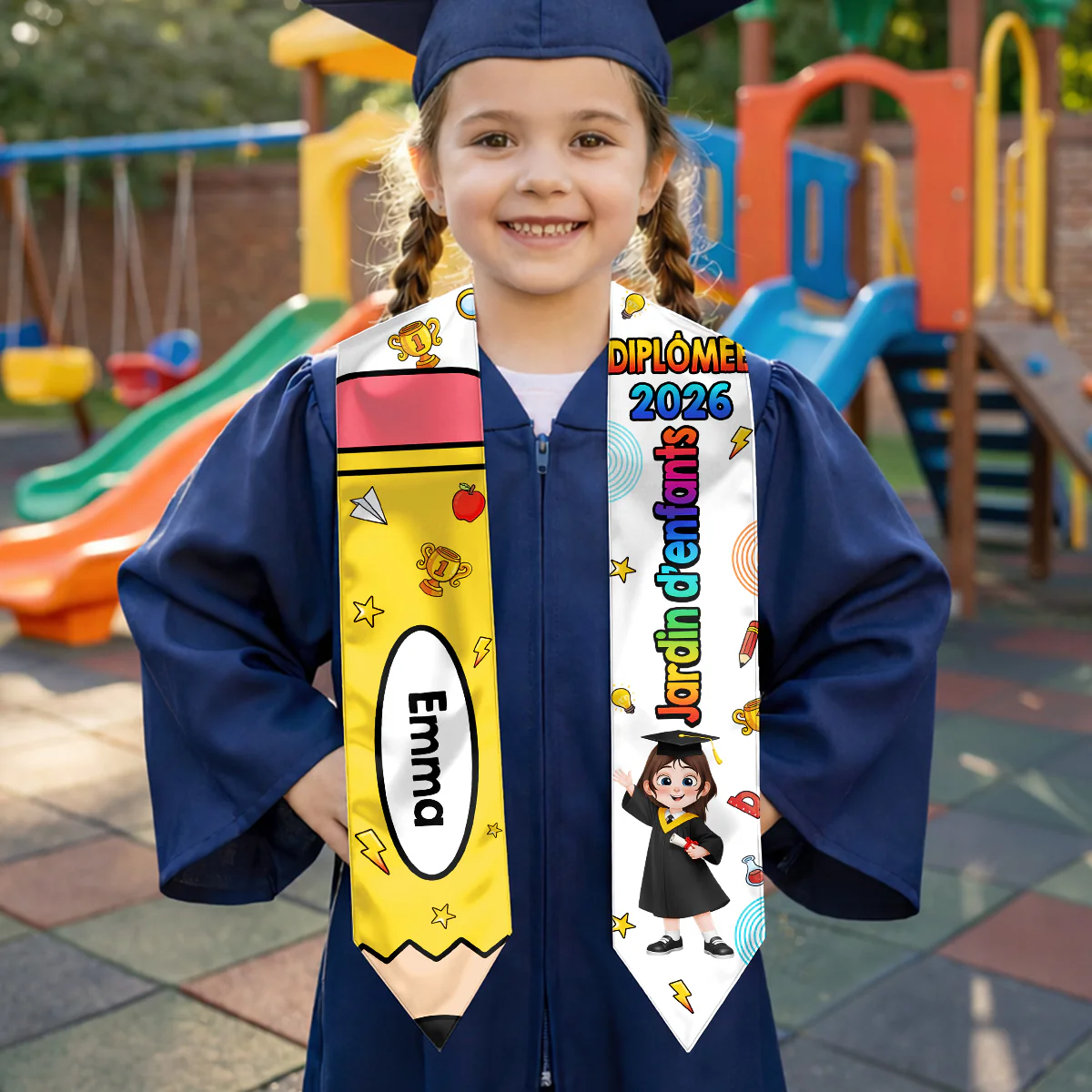 Écharpe Remise De Diplôme Maternelle Personnalisée - Cadeau Avec Dessin Pour Enfant - Image 2