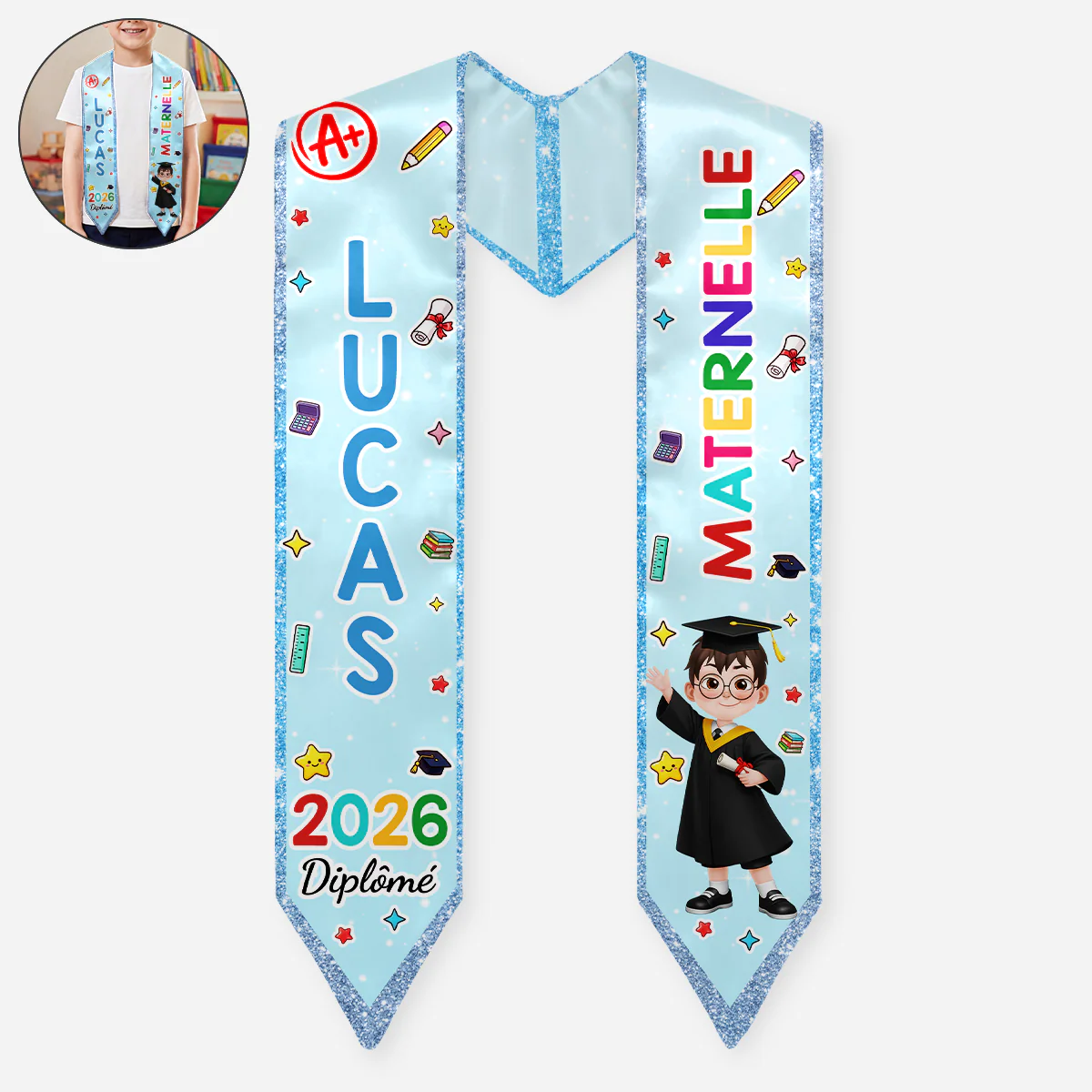 Écharpe Remise De Diplôme Personnalisée Maternelle - Félicitation Ma Fille Fils