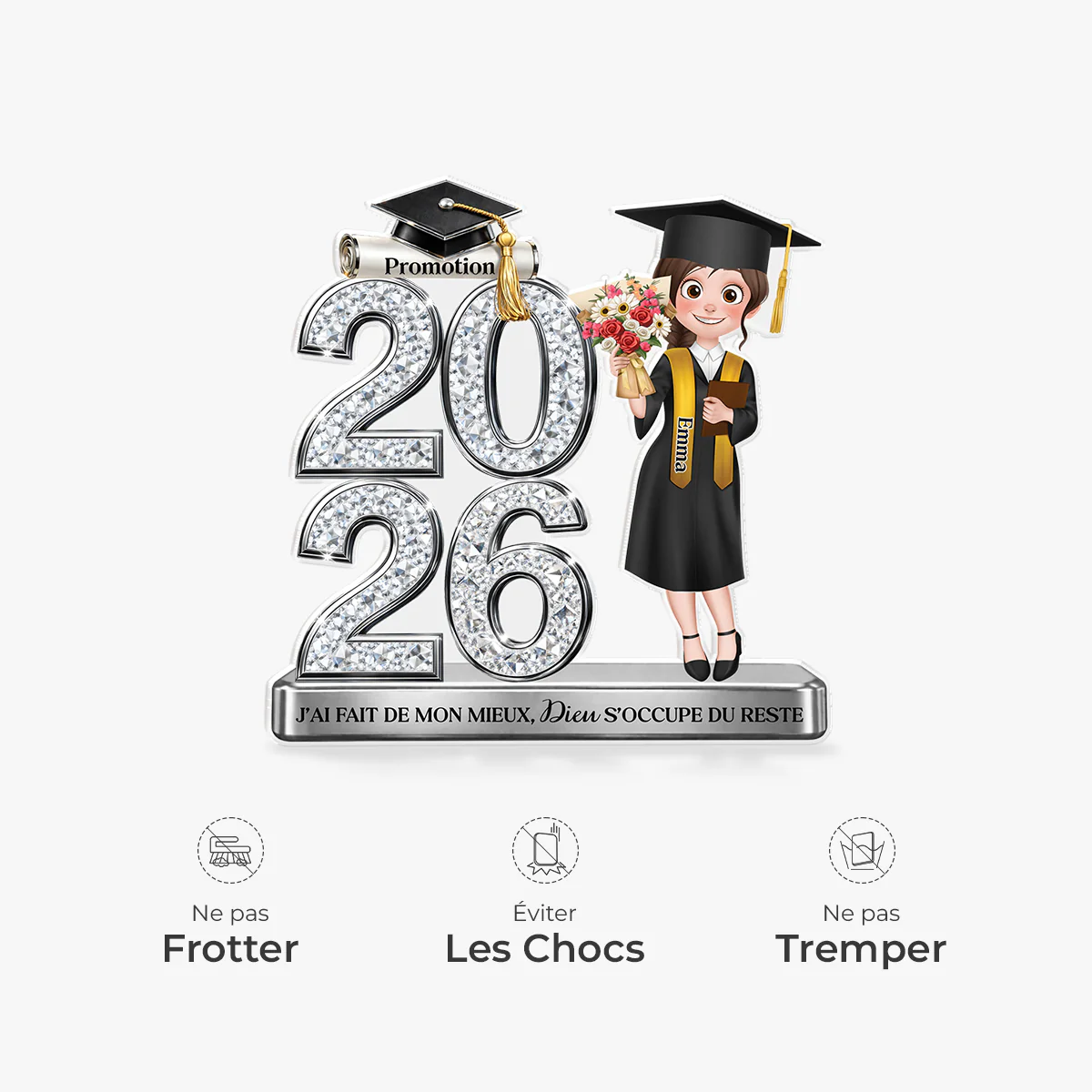[Effet d'impression 3D] Bloc Acrylique Personnalisé Découpé - Cadeau Pour Diplôme J’ai Fait De Mon Mieux - Image 4