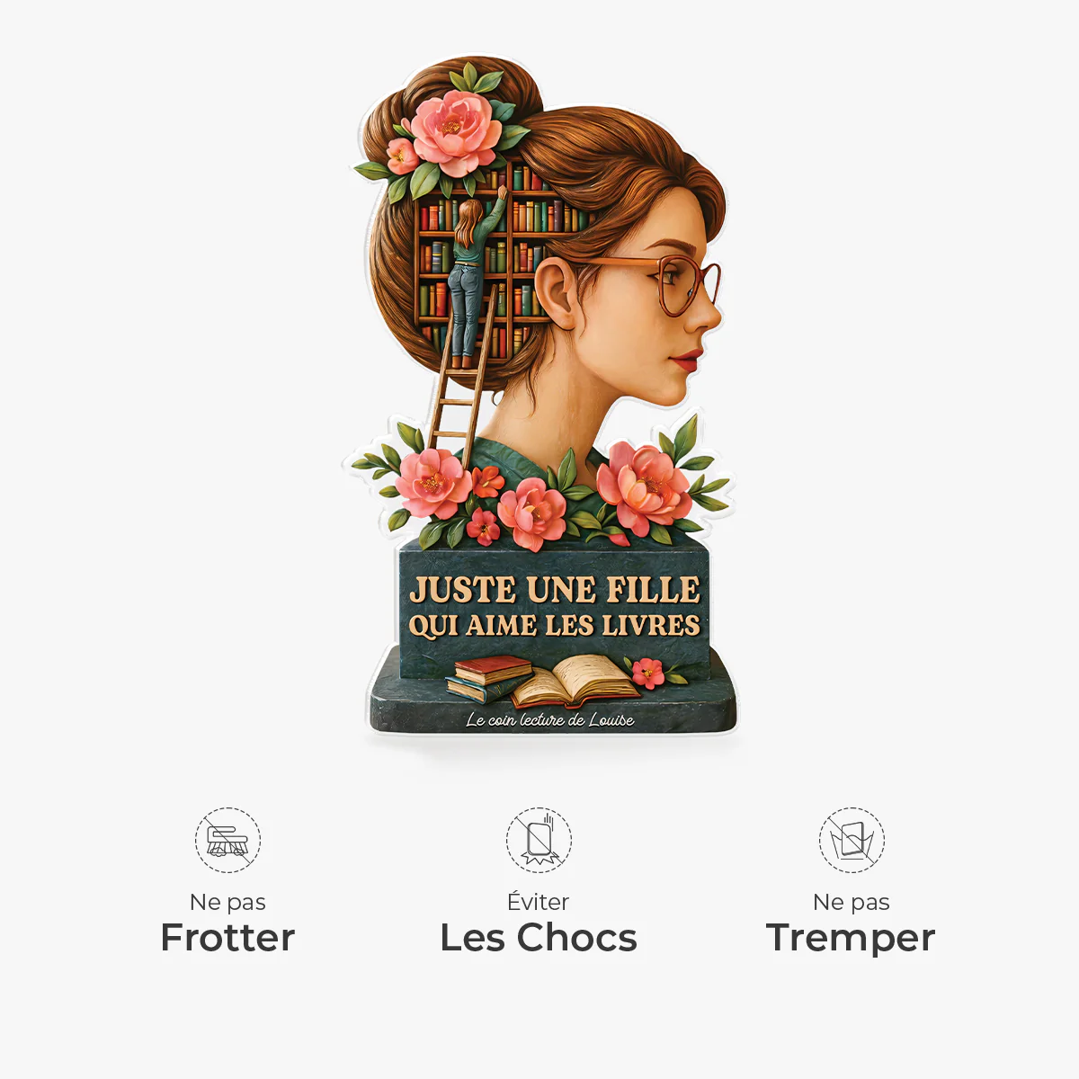 [Effet d'impression 3D] Bloc Acrylique Personnalisé Découpé - Coin Lecture Cadeau Amoureux Des Livres Pour Femme - Image 4