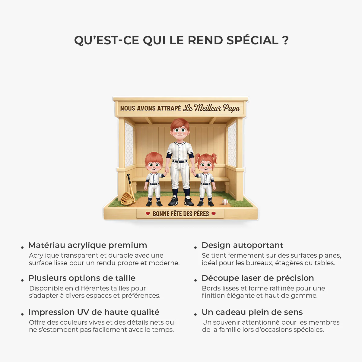 [Effet d'impression 3D] Bloc Acrylique Personnalisé Forme Découpée - Cadeau Bonne Fête Maman Papa - Image 5