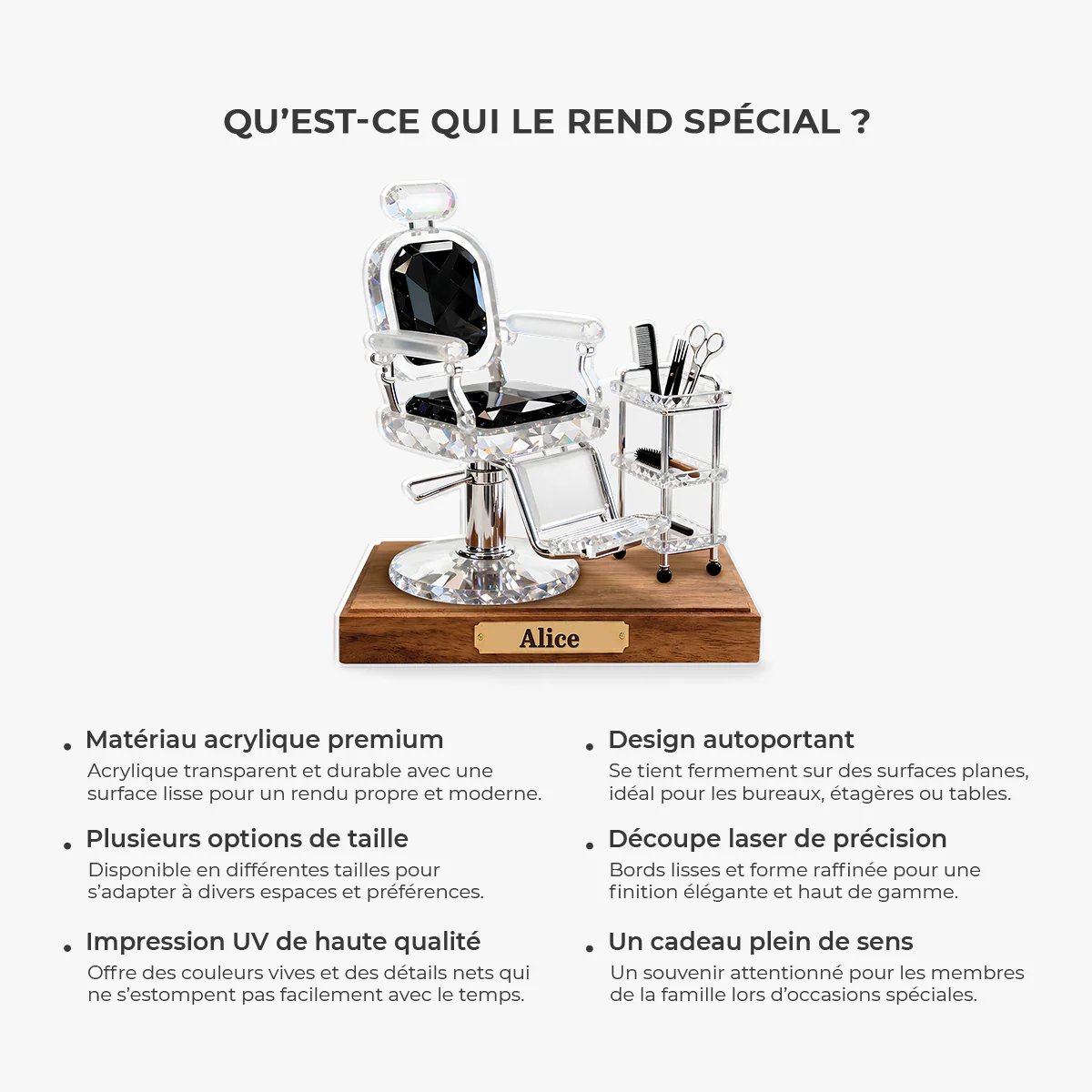 [Effet d'impression 3D] Bloc Acrylique Personnalisé Forme Découpée Femme - Cadeau Pour Coiffeuse - Image 5