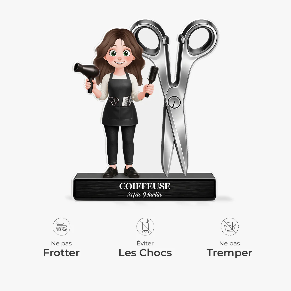 [Effet d'impression 3D] Bloc Acrylique Personnalisé | Cadeau Coiffeuse Avec Prénom - Image 4