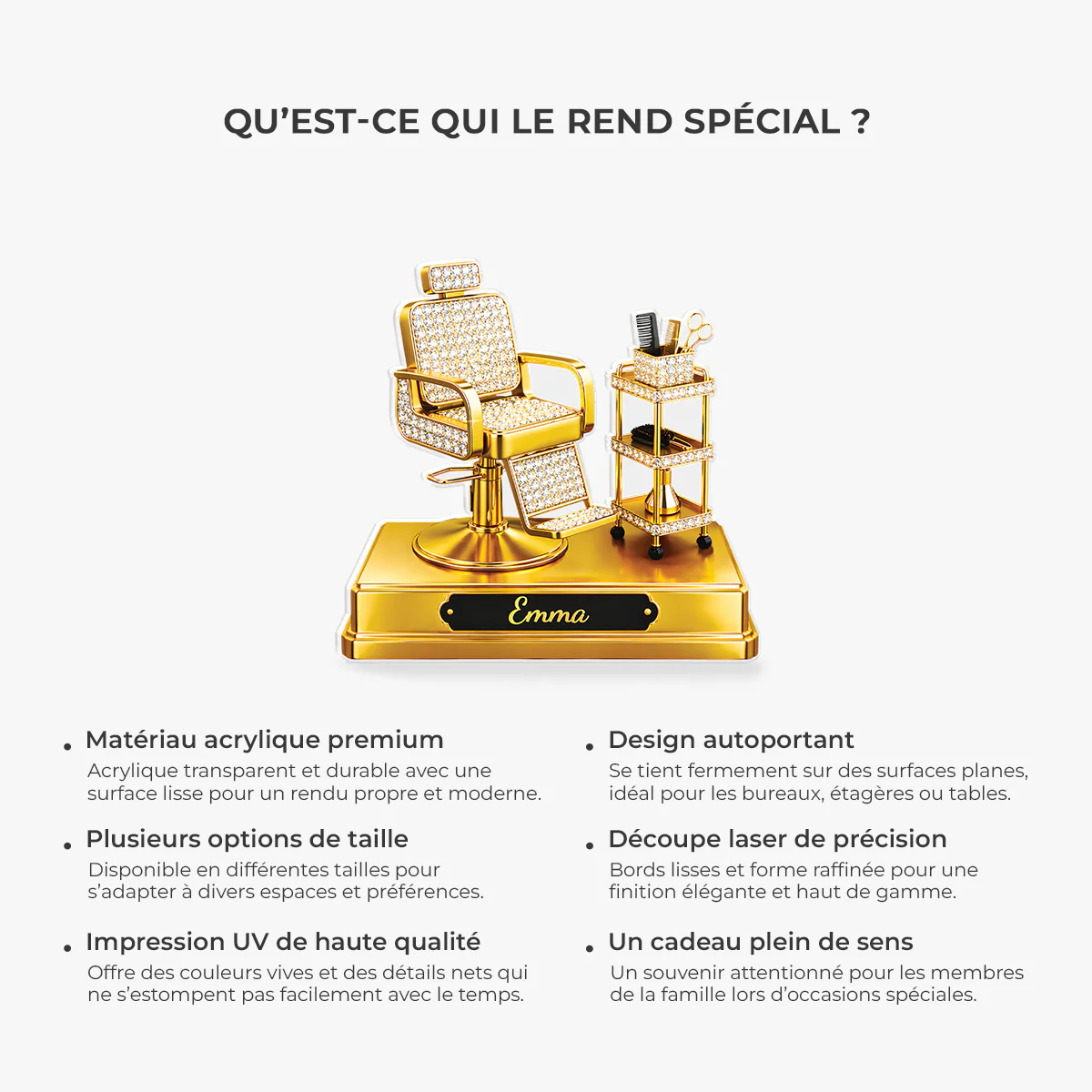[Effet d'impression 3D] Bloc Acrylique Personnalisé Forme Originale - Cadeau Pour Coiffeuse Et Coiffeur - Image 5