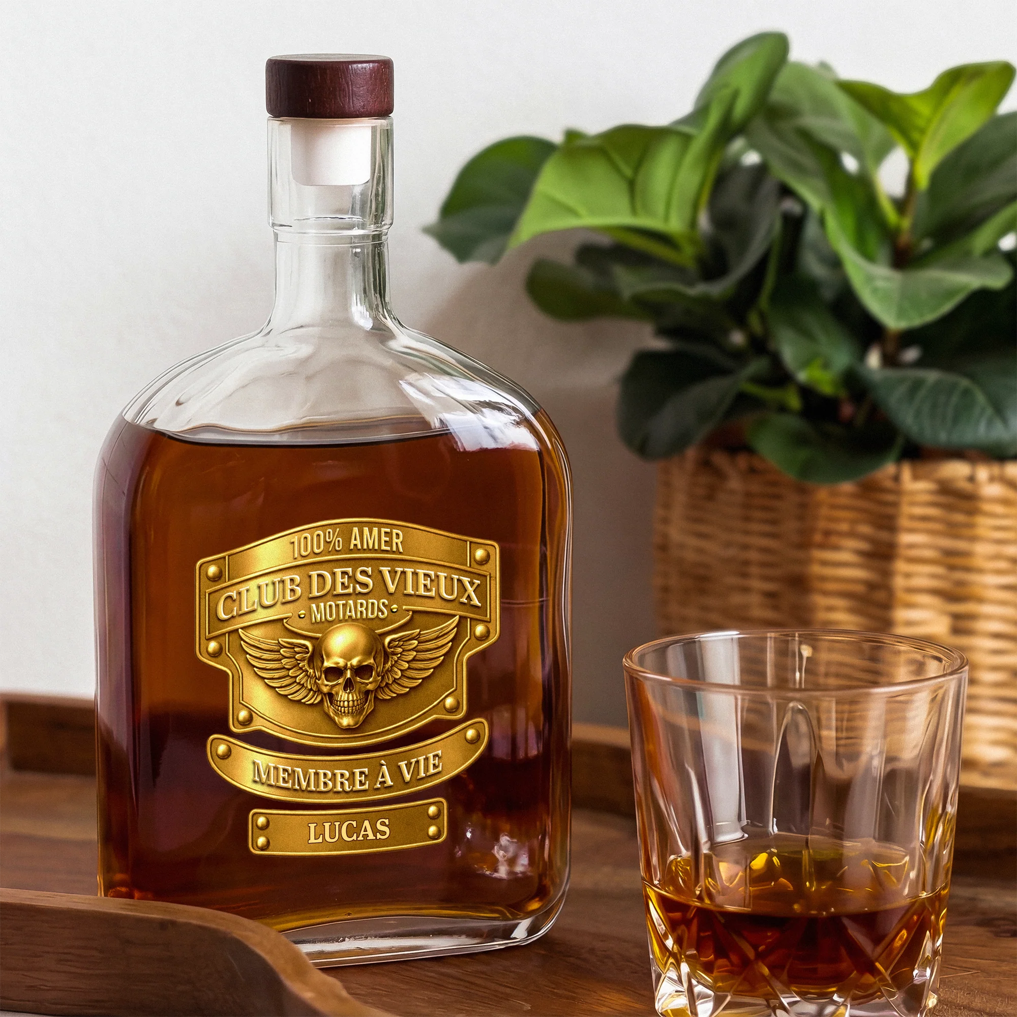 [Effet d'impression 3D] Bouteille De Whisky Personnalisée Homme - Clubs Des Vieux Motards - Image 2