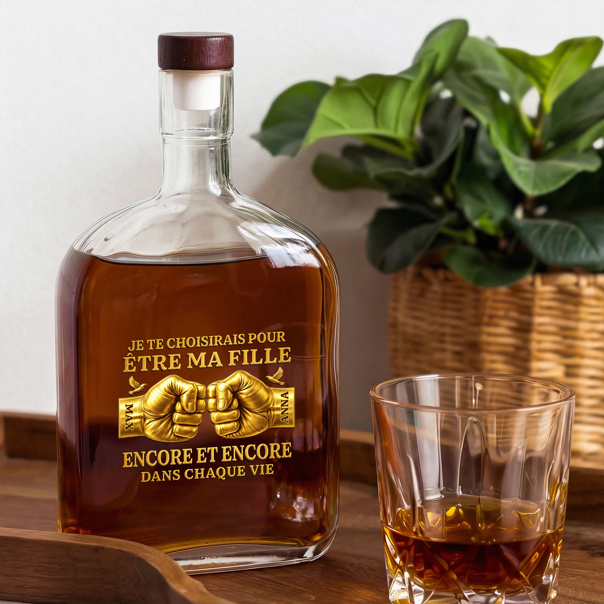 [Effet d'impression 3D] Bouteille Whisky Personnalisable Homme - Papa Papy Te Choisirait - Image 2