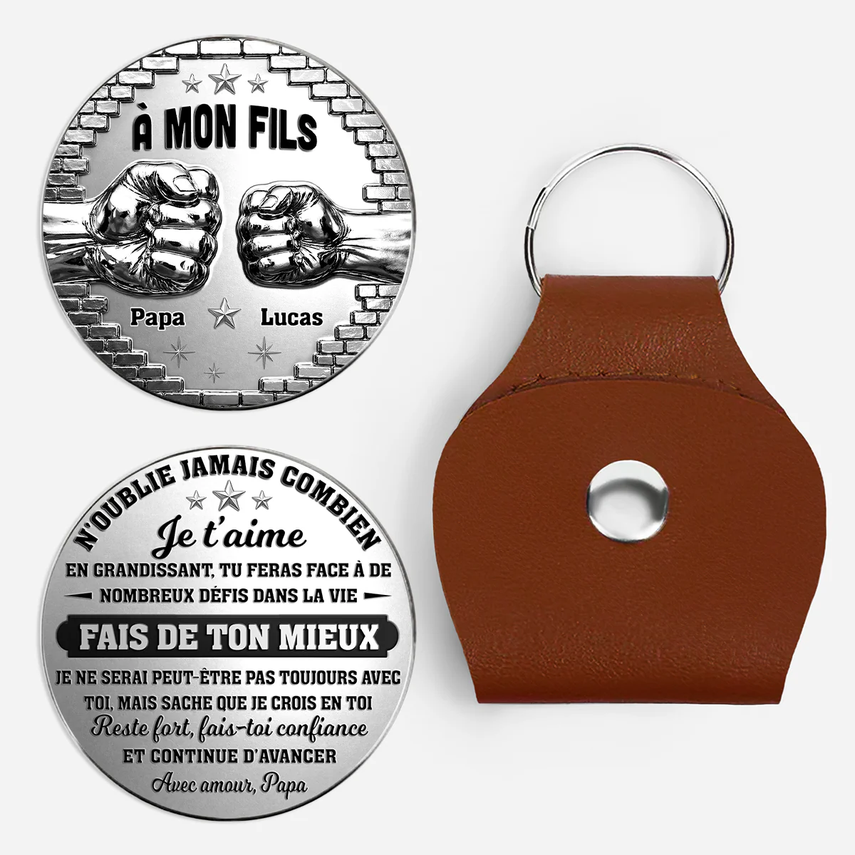 [Effet d'impression 3D] Câlin De Poche Personnalisable - À Ma Fille/Petite-fille/Fils/Petit-fils