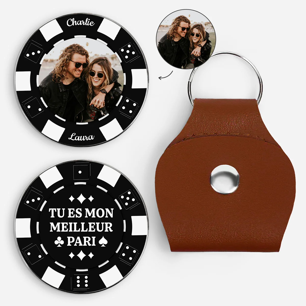 [Effet d'impression 3D] Câlin De Poche | Poker Avec Couple Photo Meilleur Pari Personnalisé