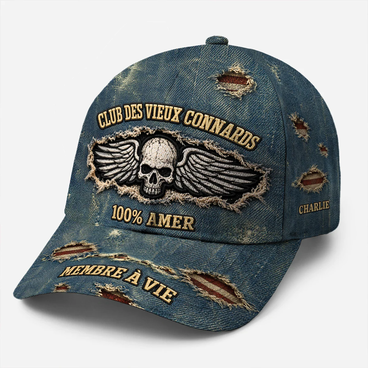 [Effet d'Impression 3D] Casquette Homme Personnalisée Avec Humour - Club 100% Amer
