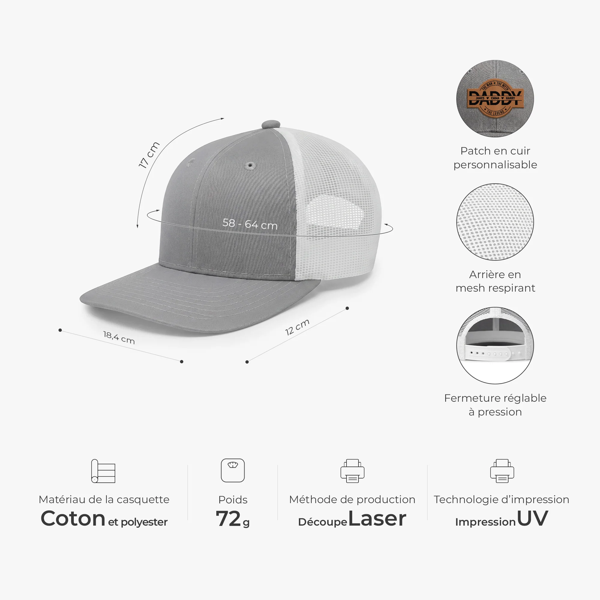 Casquette Patch Personnalisée Drôle Pour Homme - Club Des Vieux Connards - Image 3