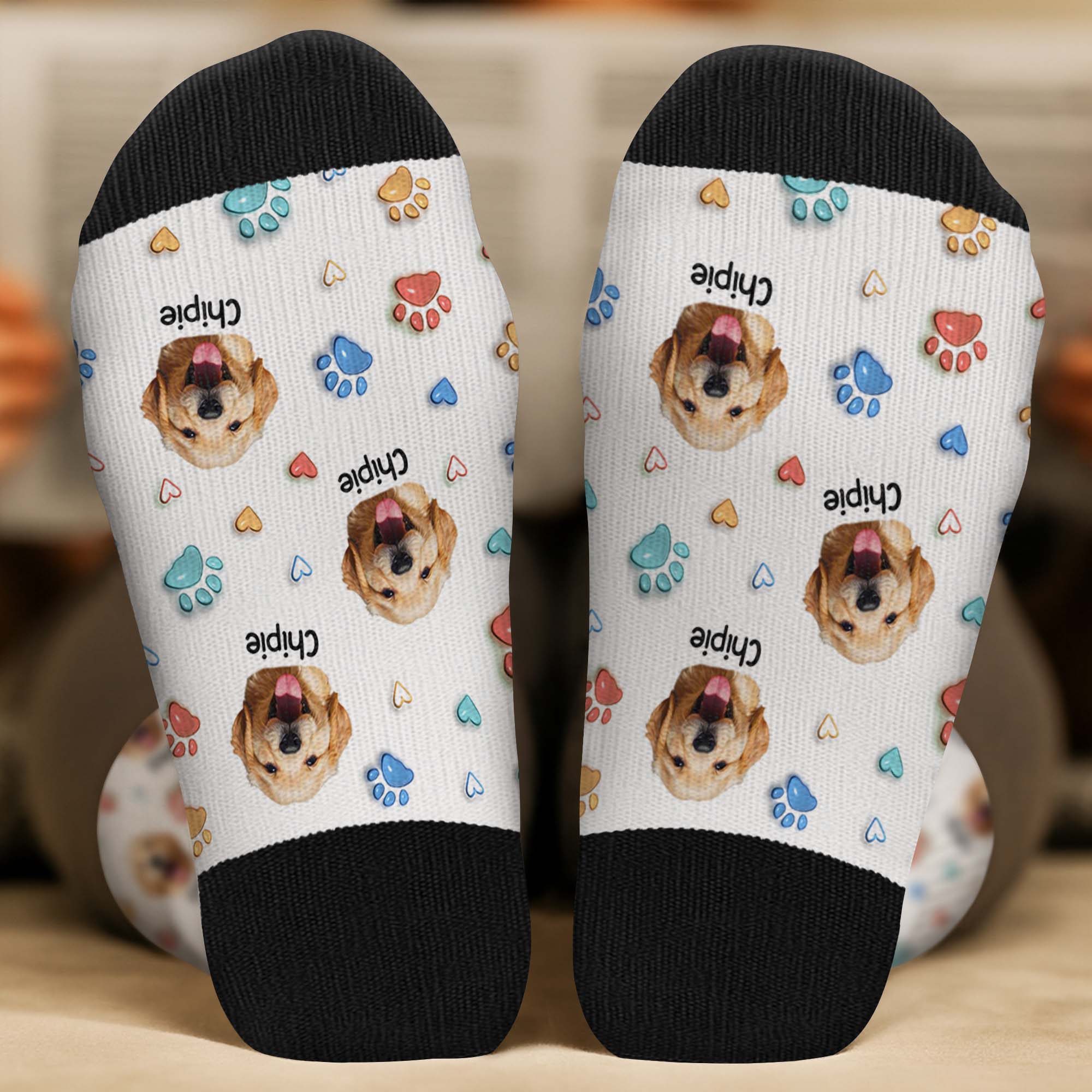 [Effet d'impression 3D] Chaussettes Personnalisées Avec Photo - Mon Joli Chien - Image 2