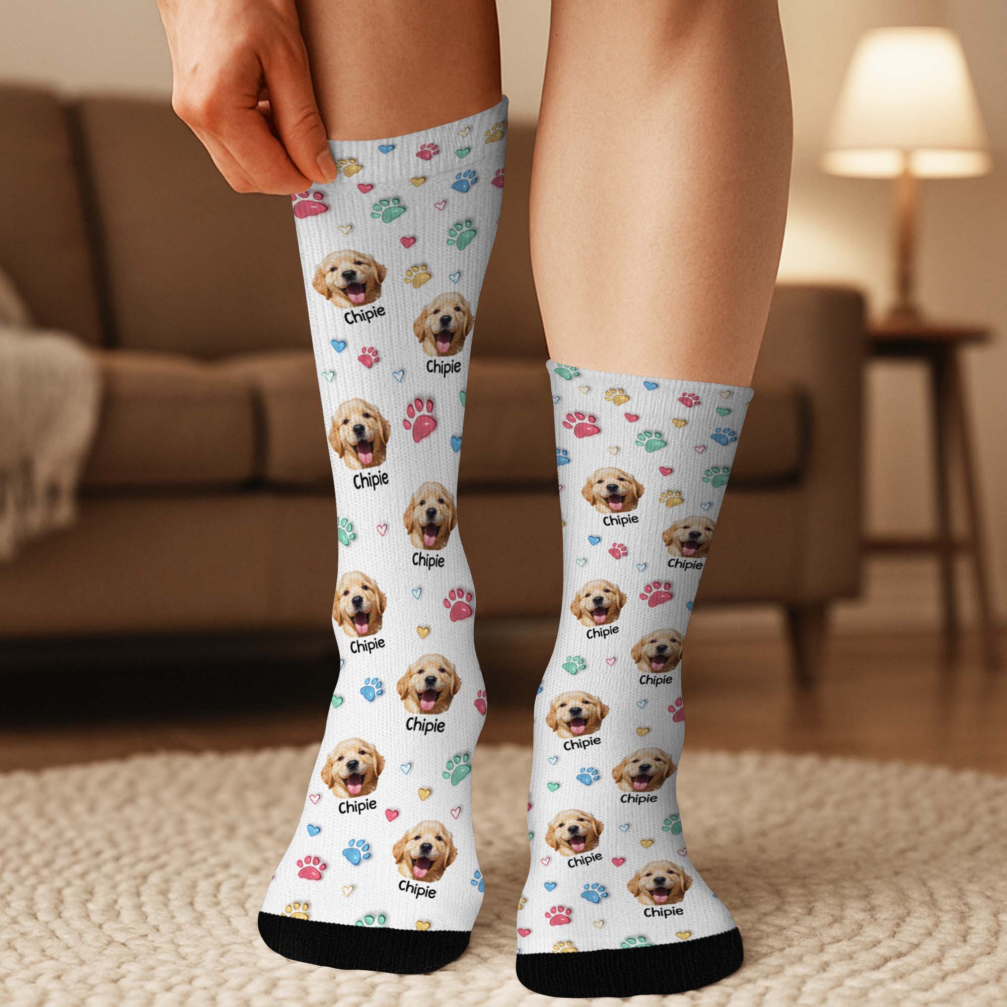 [Effet d'impression 3D] Chaussettes Personnalisées Avec Photo - Mon Joli Chien - Image 3
