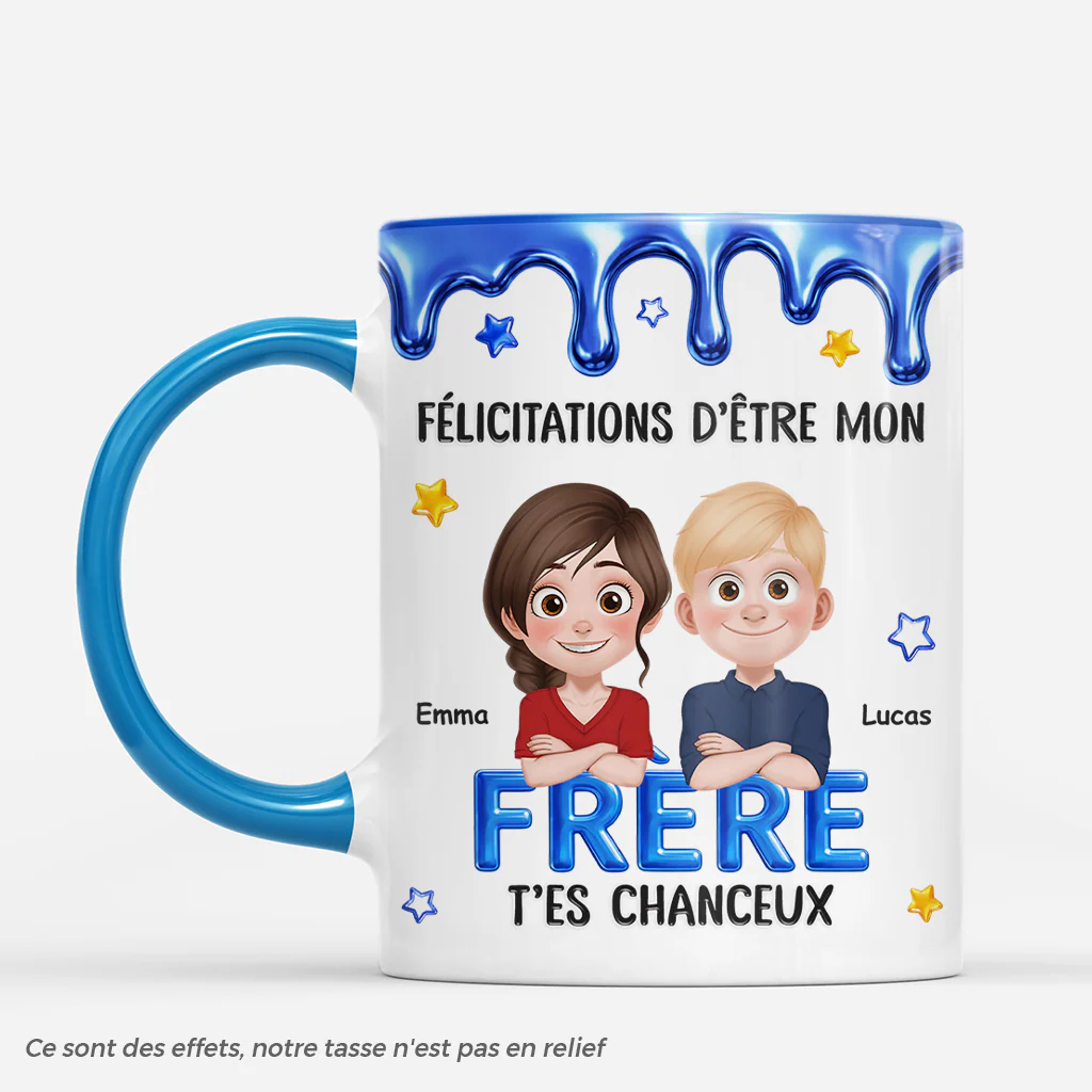 [Effet d'impression 3D] Mug Personnalisé Famille | Être Mon Frère Sœur Papa Maman Ami