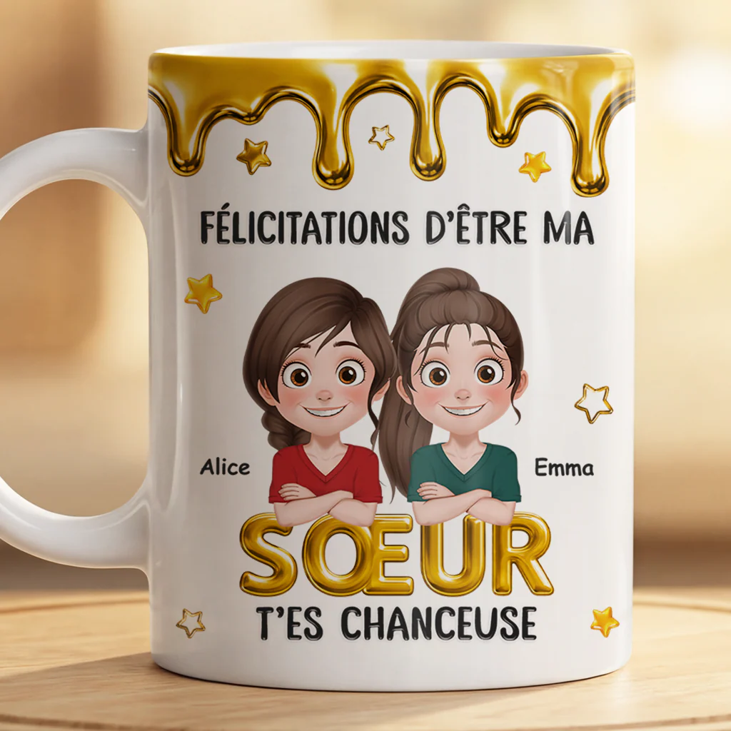 [Effet d'impression 3D] Mug Personnalisé Famille | Être Mon Frère Sœur Papa Maman Ami - Image 2
