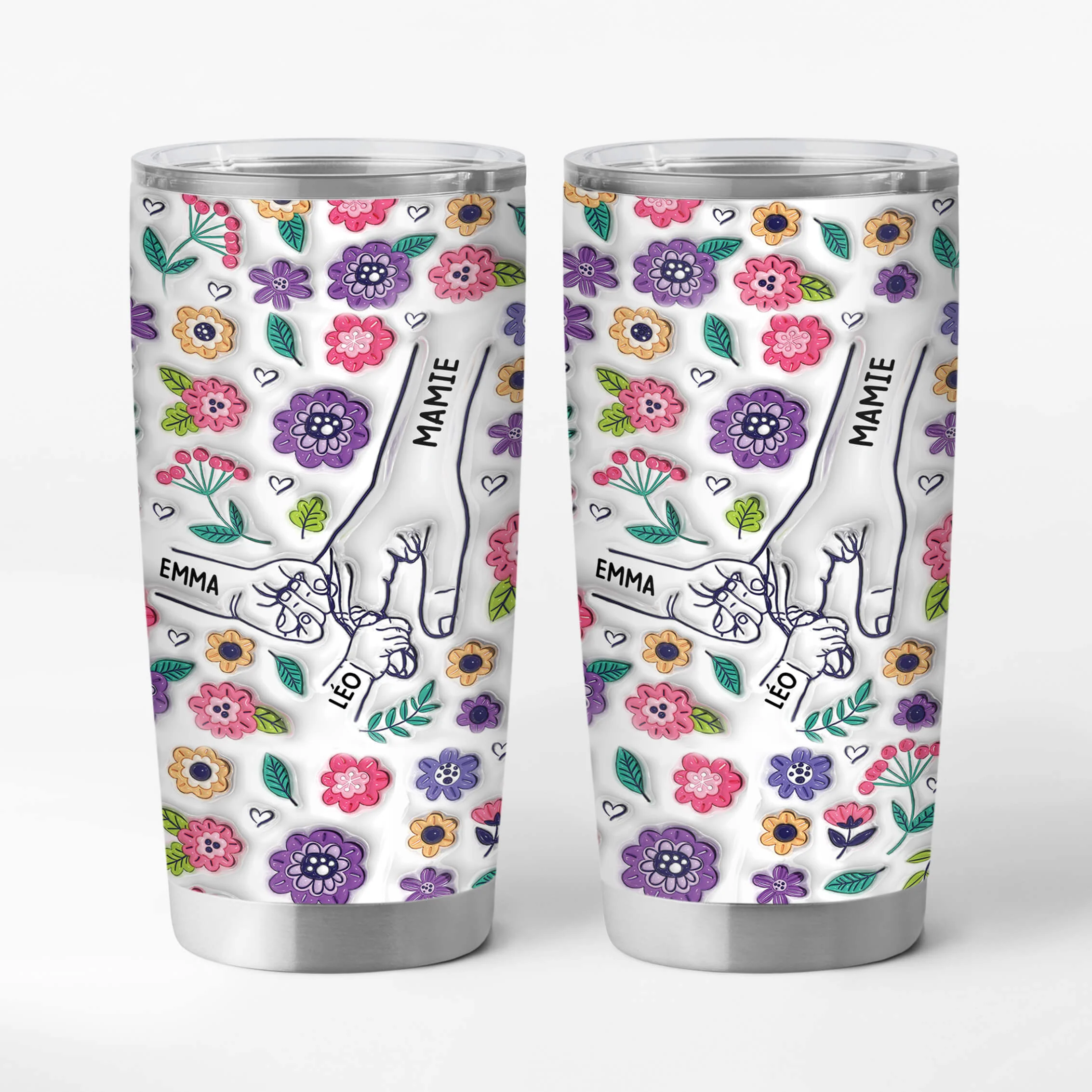 [Effet d'Impression 3D] Mug Personnalisé 590 ml - Mamie Avec Jolies Fleurs