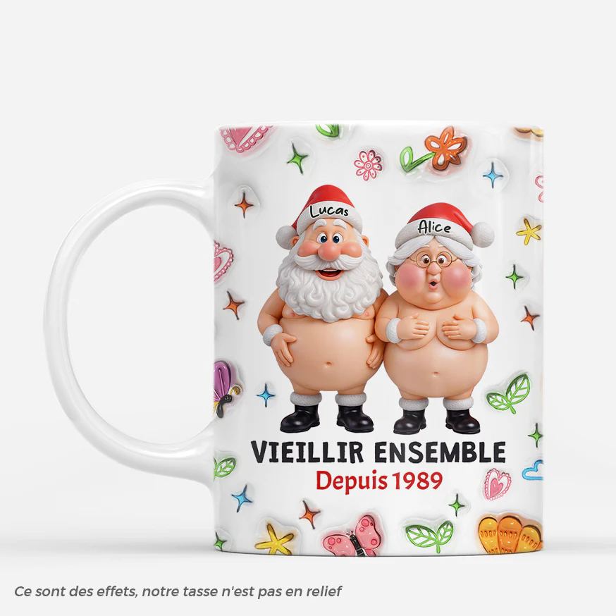 Tasse Personnalisée Couple Noël - Vieillir Ensemble Depuis