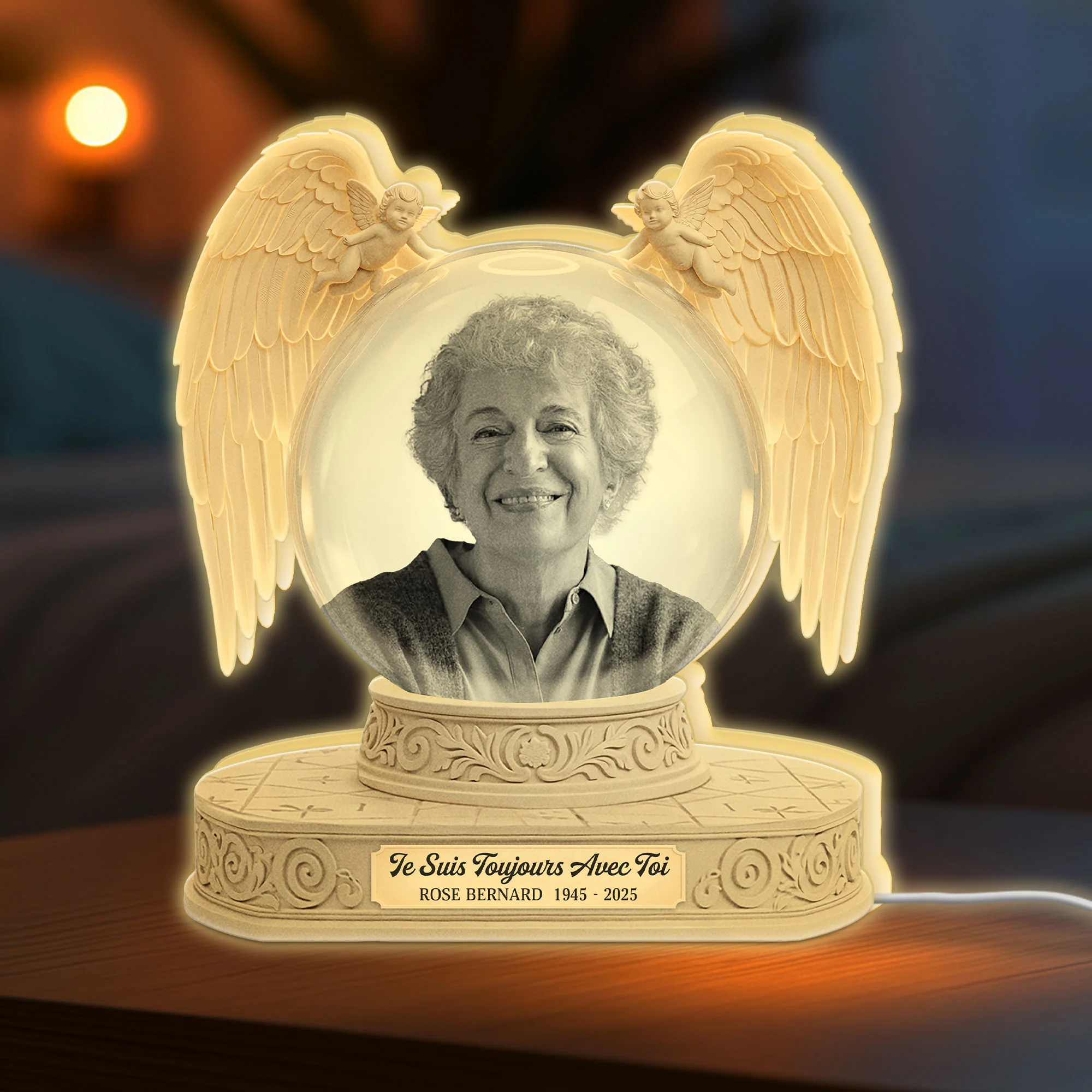 [Effet d'impression 3D] Lightbox Personnalisable Commémoratif - Cadeau Papa Maman Toujours Avec Toi