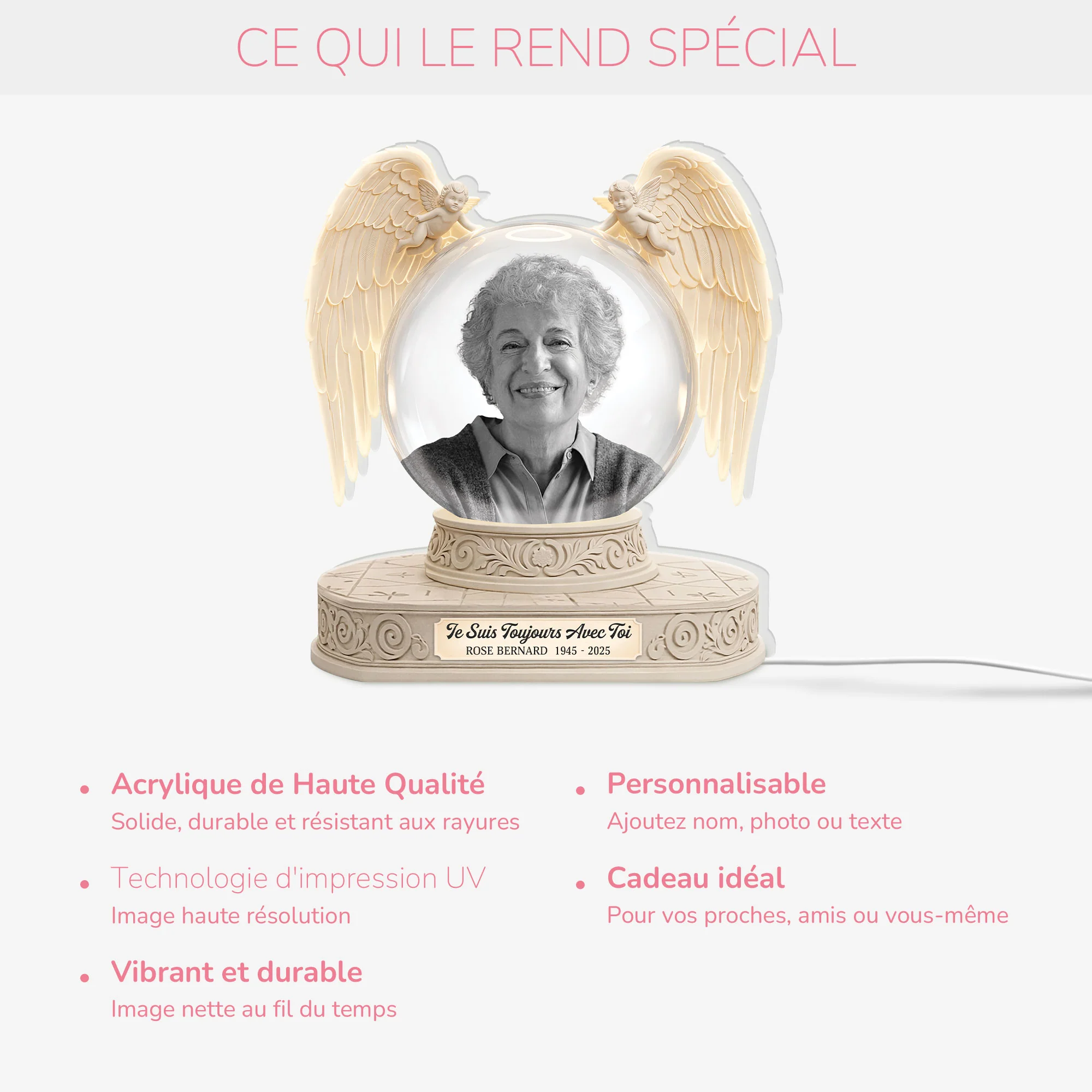 [Effet d'impression 3D] Lightbox Personnalisable Commémoratif - Cadeau Papa Maman Toujours Avec Toi - Image 3