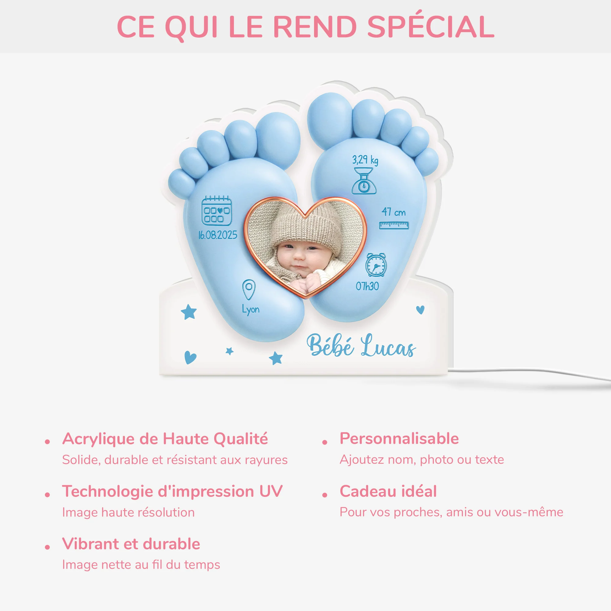 [Effet d'impression 3D] Lightbox Personnalisable - Joli Bébé De Maman - Image 3